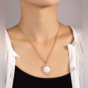 Yin yang circle disk pendant necklace